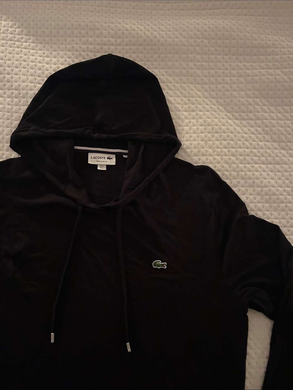 Lacoste Men’s Black Hooded Zip-Up Sweatshirt with Croc Patch